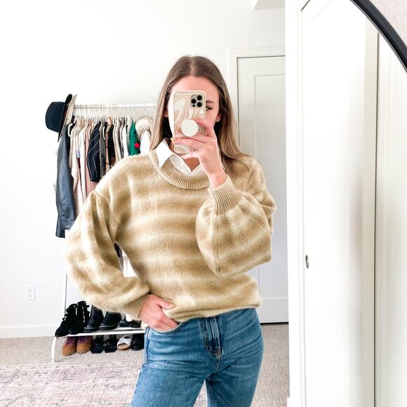 SOMETHING NAVY Neutral Tan Striped Sweater - Picture 5 of 16